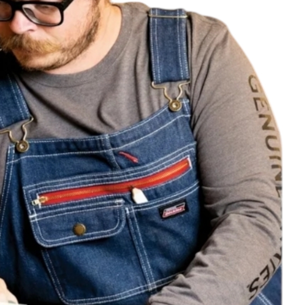 Dickies denim Blue bib overalls Relaxed Fit Front   Pockets EUC sz L - Picture 6 of 10